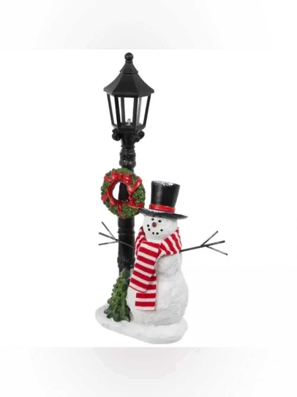 Vintage Street Light & Snowman Figurine